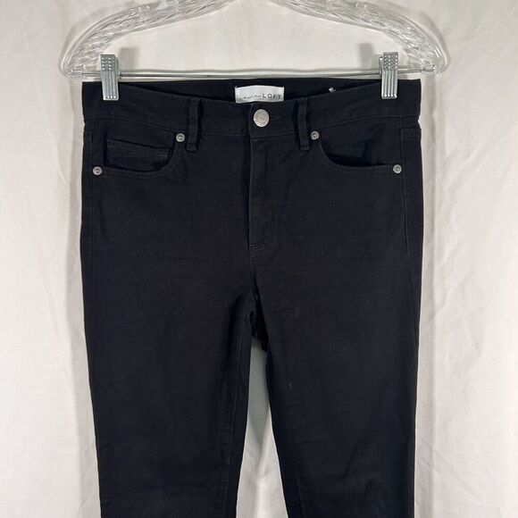 LOFT Pants Legging Women's 2 26 Black Cotton Blend Mid Rise Button Zip - Picture 2 of 10
